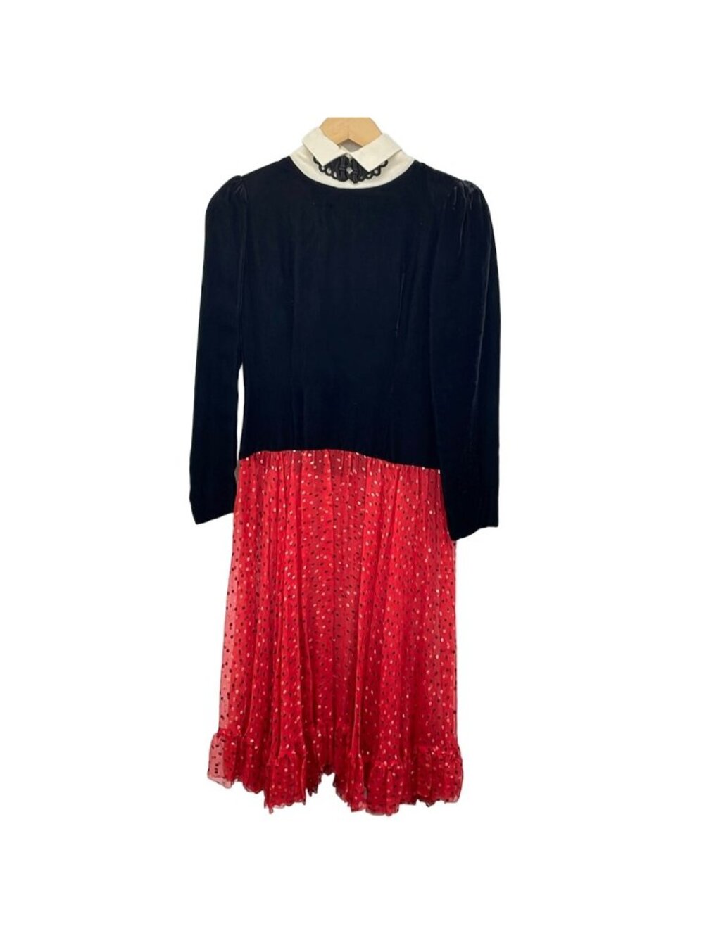 Dior Dress 7 Black Red Long Sleeve Velour